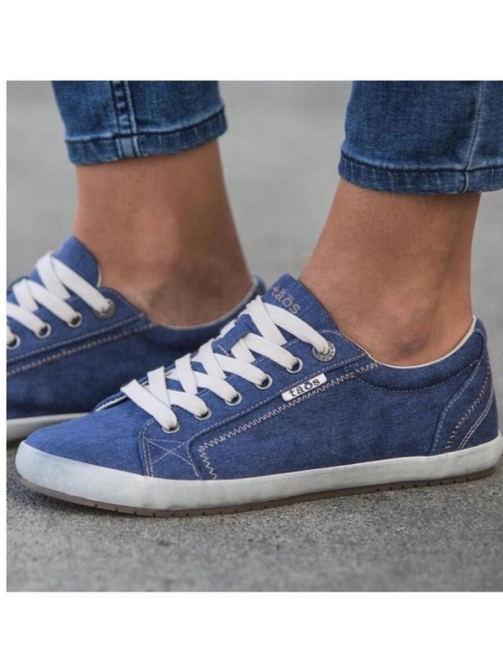 Taos Top‎ Star Sneakers Blue Chambray Denim Mid Top Lace Up Comfort Women’s 8